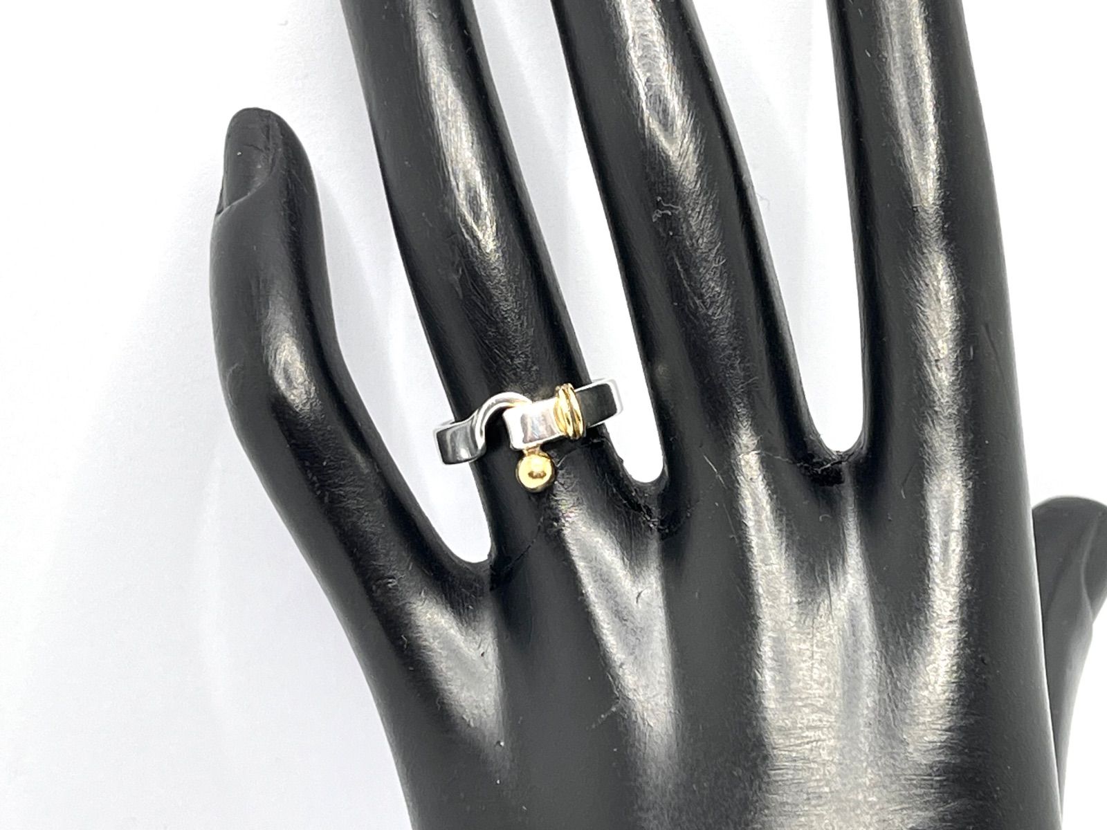 a129 Tiffany&Co. ティファニー フック&アイ コンビ リング 750 k18