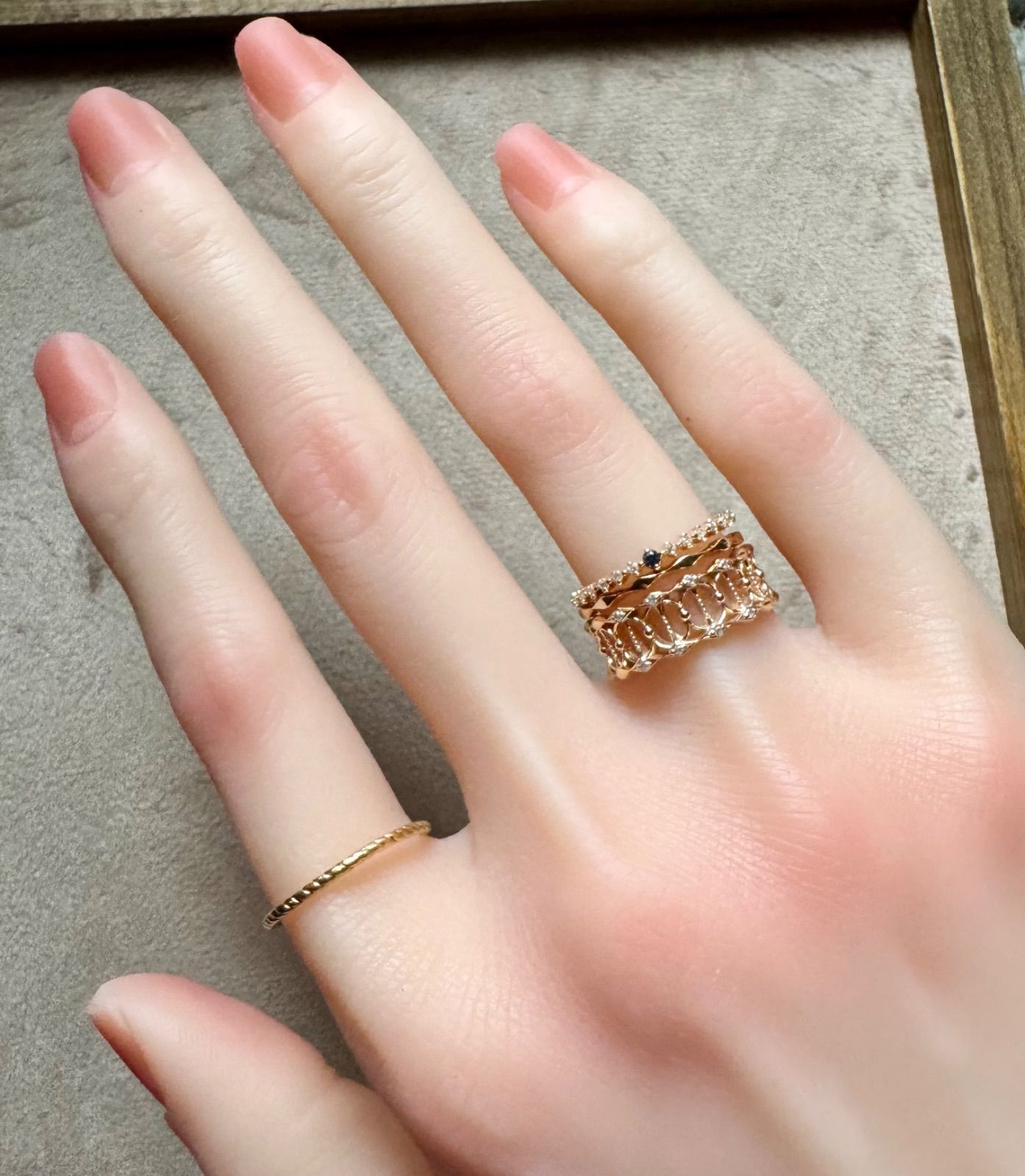 agete アガット 11号 K10 10金 スタックリング 3本セット agate アガット リング k10 11号 agete アガット 11号 K10 10金