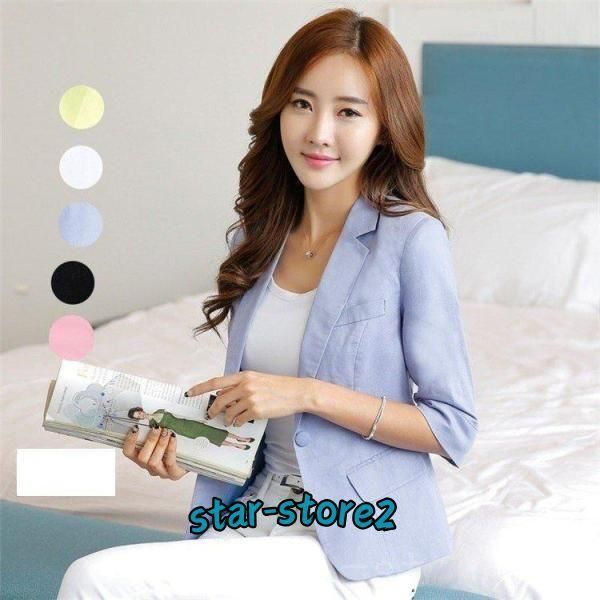 2021新作レディース テーラードジャケット 綿 麻 サマージャケット 洗える ジャケット 春 夏 5XDy149