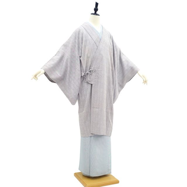 中古】 着物衿コート リサイクル 単衣 紋紗 正絹 綟り紗 灰紫 洋風