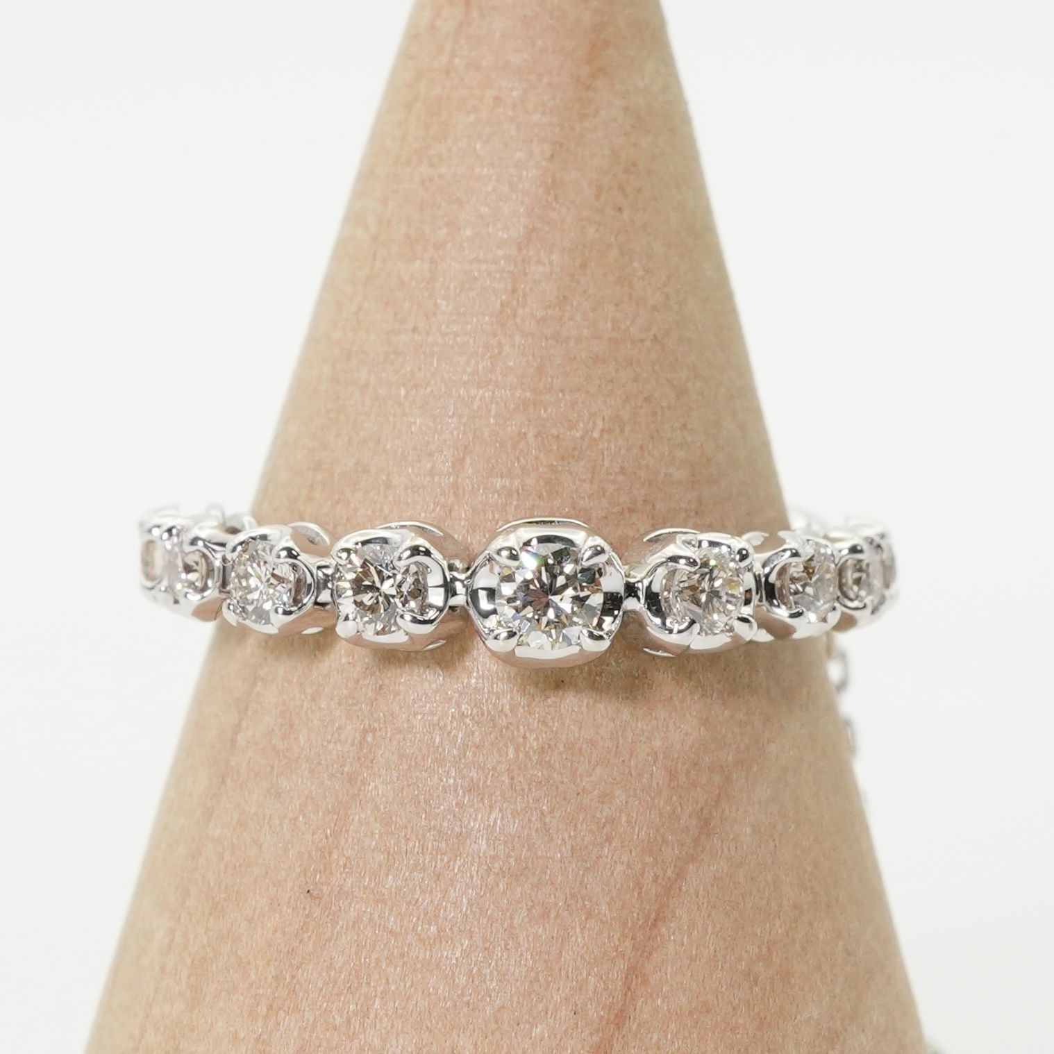 リング K18WG ダイヤモンド 0.40ct チェーン ハーフエタニティ  