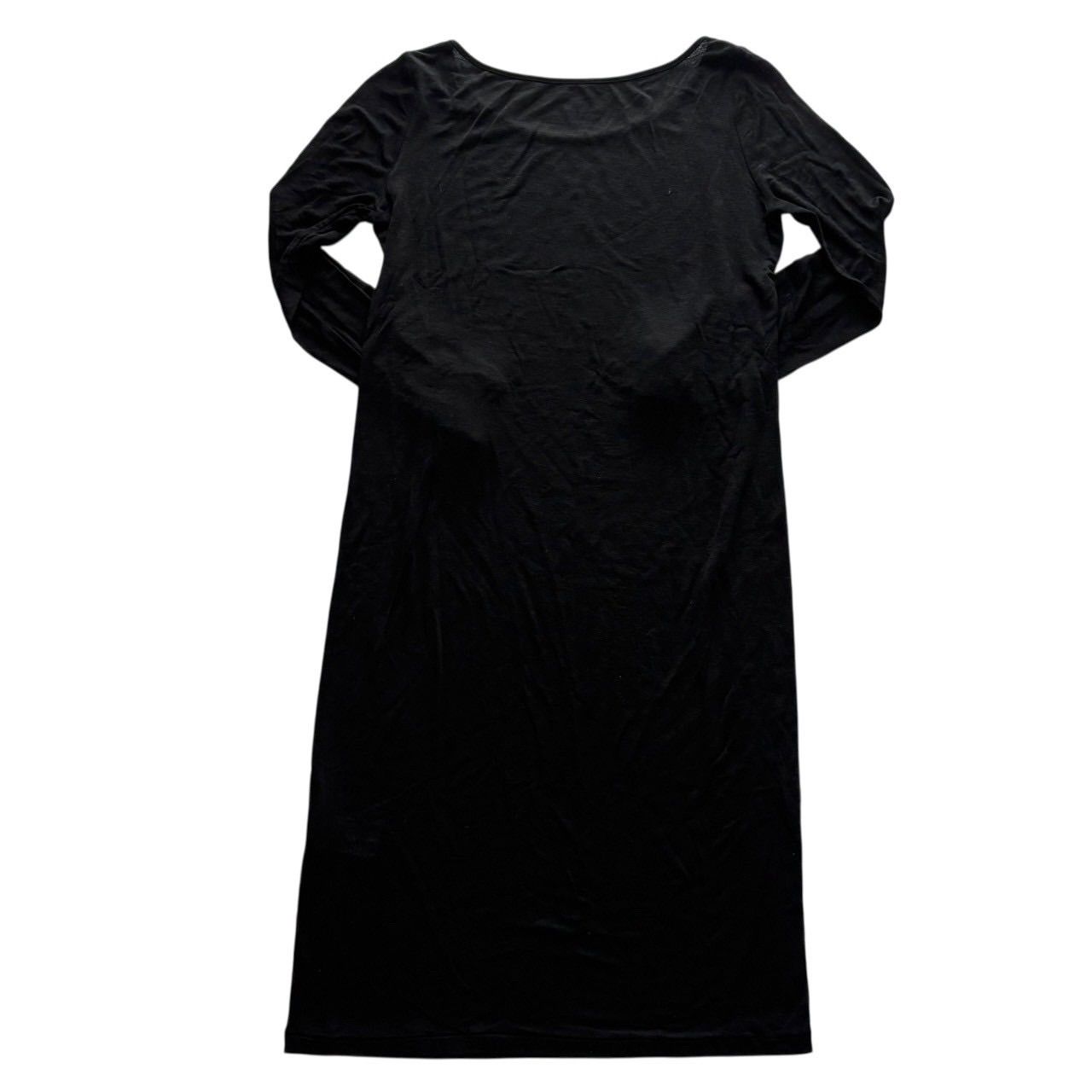 ヨウジヤマモト 長袖ロングシャツ 黒 ブラック 透け感あり ロットロット 2本山 レディース サイズ2 Mサイズ