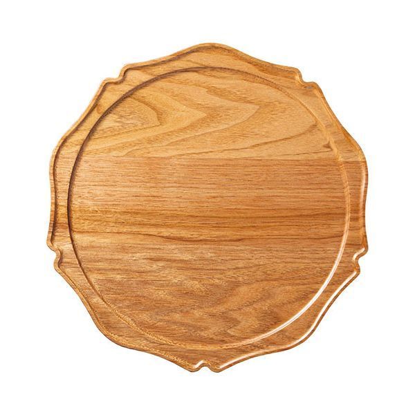 ヤマコー 用美 業務用 国産くるみ彫刻多目的トレイ 丸型 yamaco15602