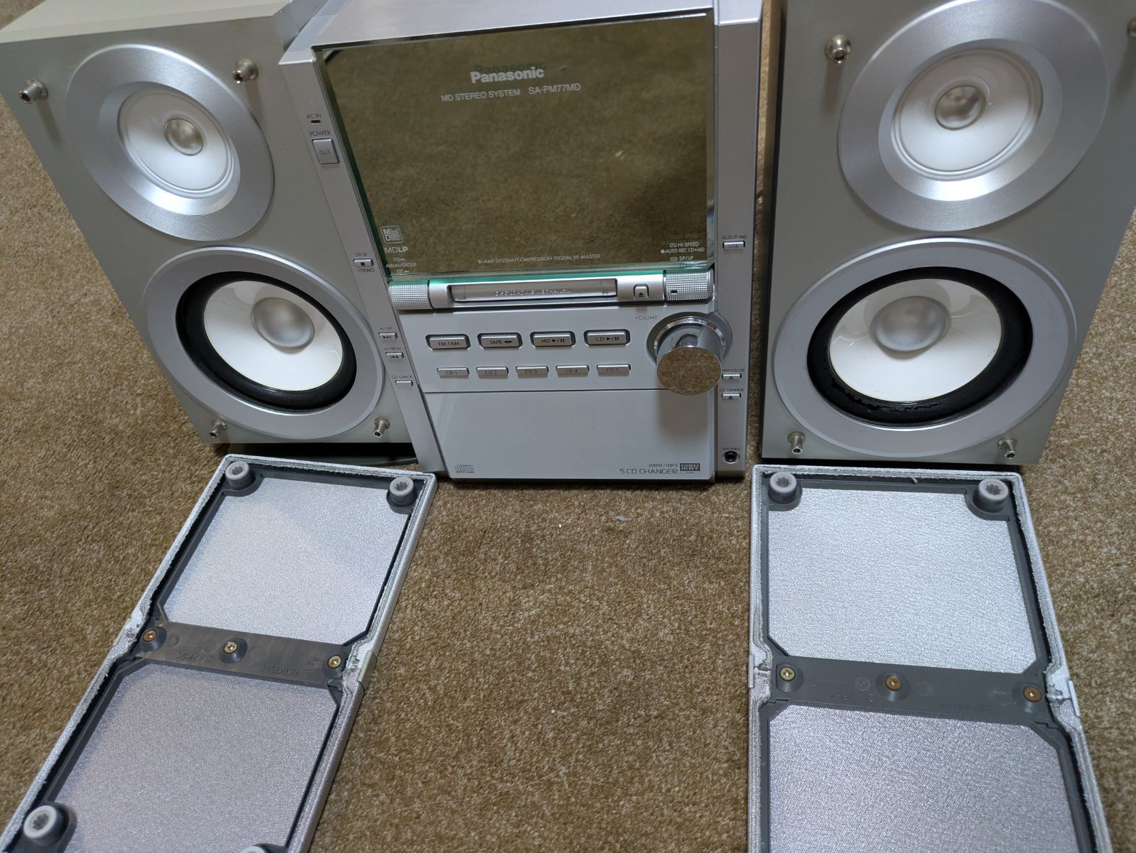 整備済 Panasonic MD/CD/カセットステレオシステム SA-PM77MD CD