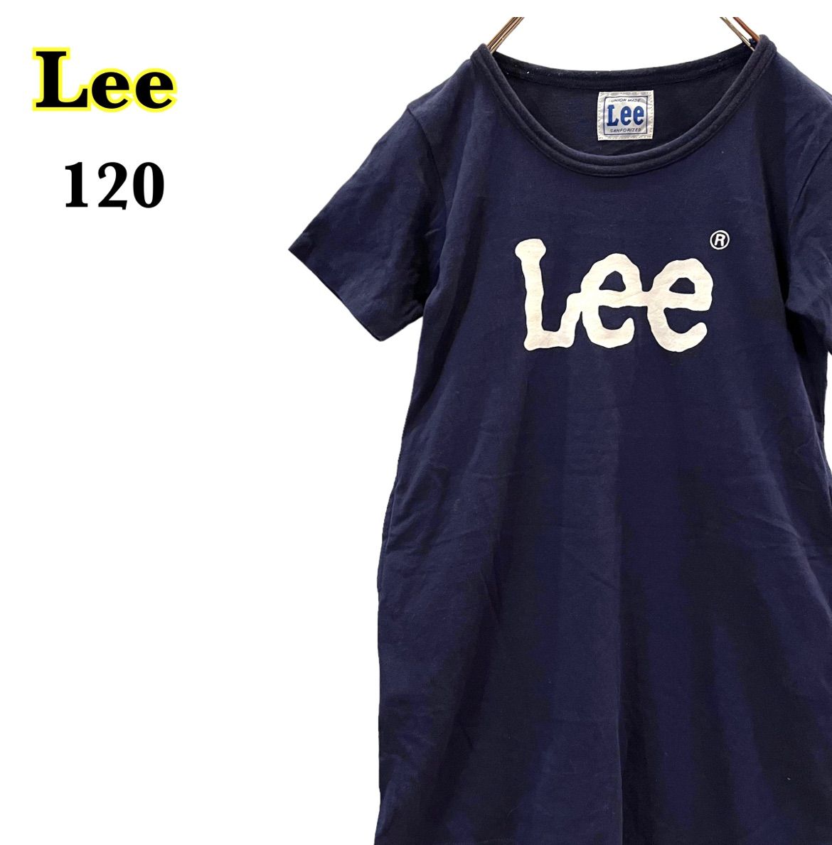 Lee リー 半袖Tシャツワンピース ロゴプリント 紺 キッズ 120cm - メルカリ