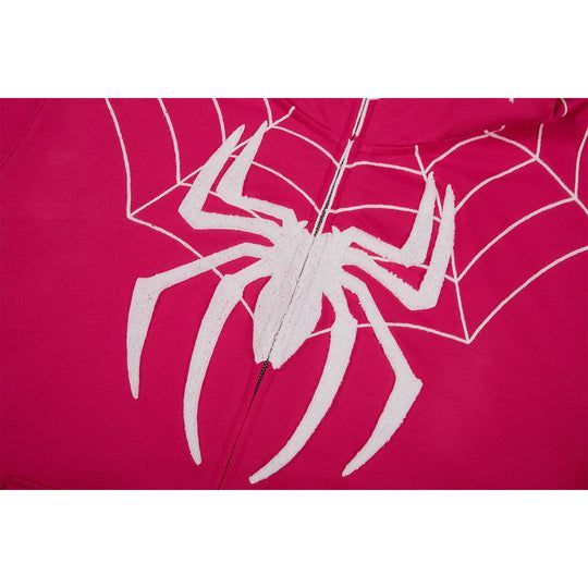 KaKazzy】スパイダーマン ピンク フルジップ パーカー 男女着用可 ユニ