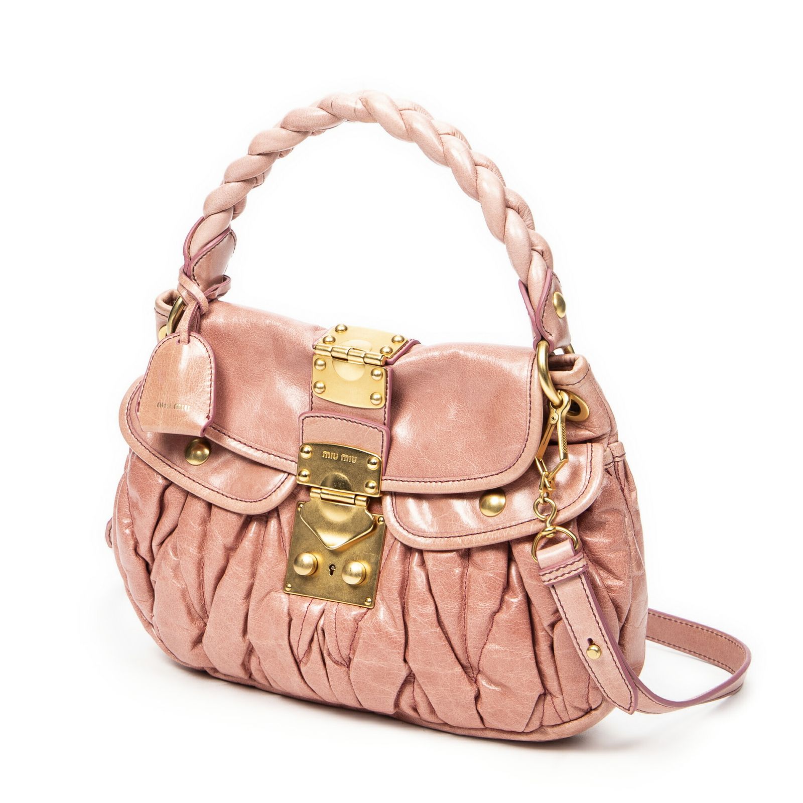 MIU MIU ミュウミュウピンクマトラッセ ラックス レザーA