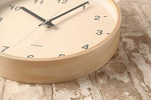 電波時計 KATOMOKU plywood clock ナチュラル スイープ連続秒針 km-34M