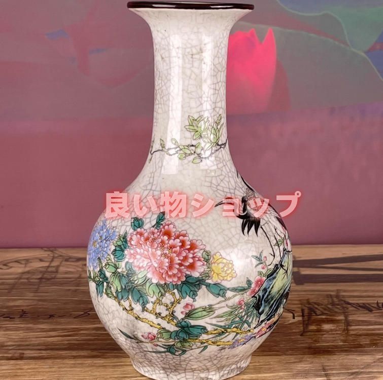 青磁 花瓶 鶴図 落款あり 年代不明 骨董 美術品 置物 花入れ アンティーク Amazon.co.jp: 峰鶴作 高麗青磁 鶴の絵 透かし網目 象嵌文様
