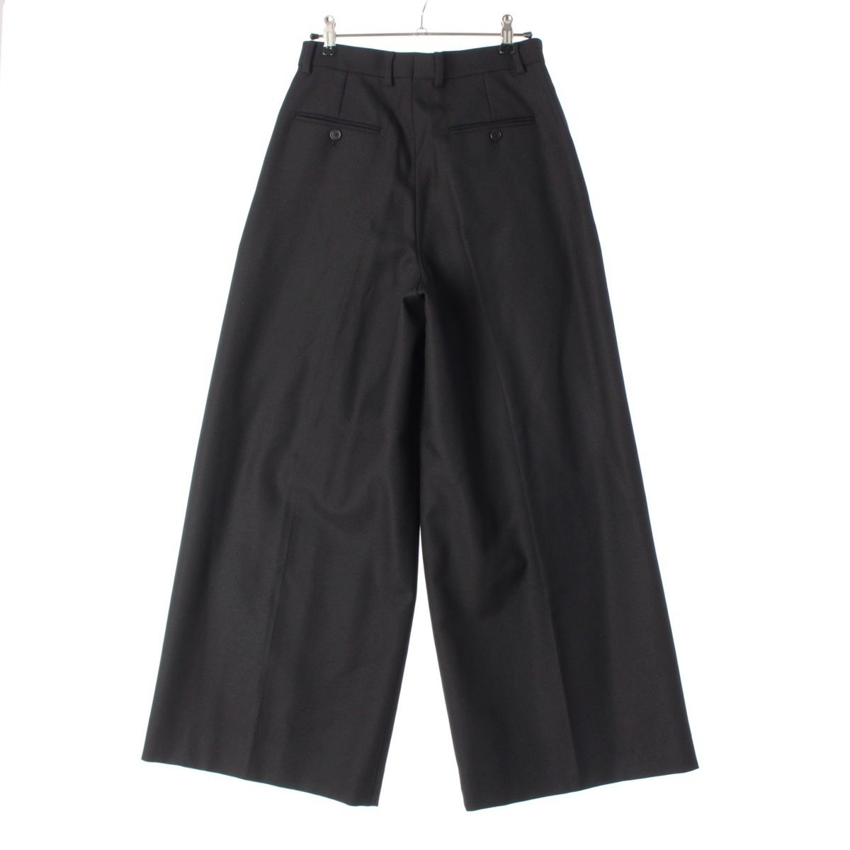 セリーヌ 24年 TAILLAT PANTS ウール タック ワイド スラックス パンツ ボトムス 2P625778Q ブラック 36