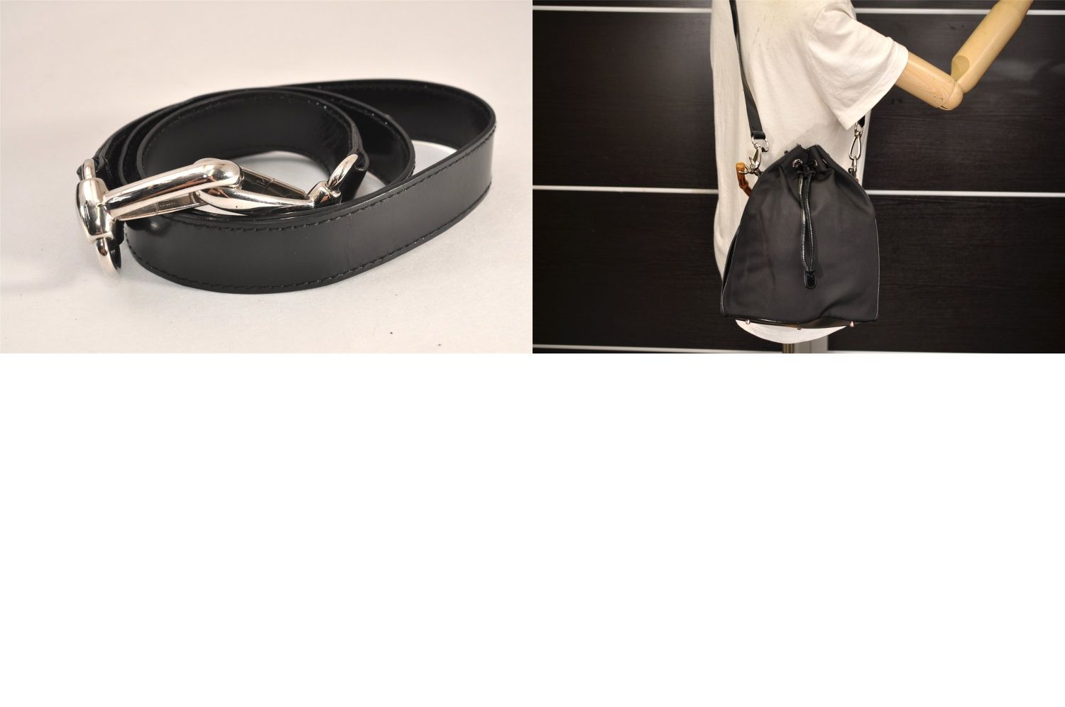 GUCCI グッチ バンブー 2Way 巾着型 ショルダーバッグ ナイロン