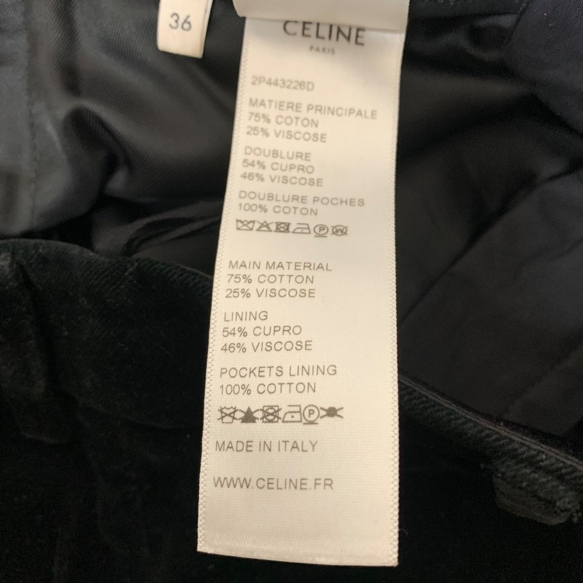 CELINE(セリーヌ) ハーフパンツ サイズ36 S レディース - 2P443226D 黒 ベロア/サイズ:36 - メルカリ