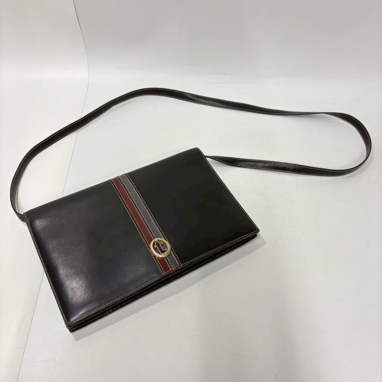 M28 a.testoni Women's Shoulder Clutch Bag Thin Leather Black