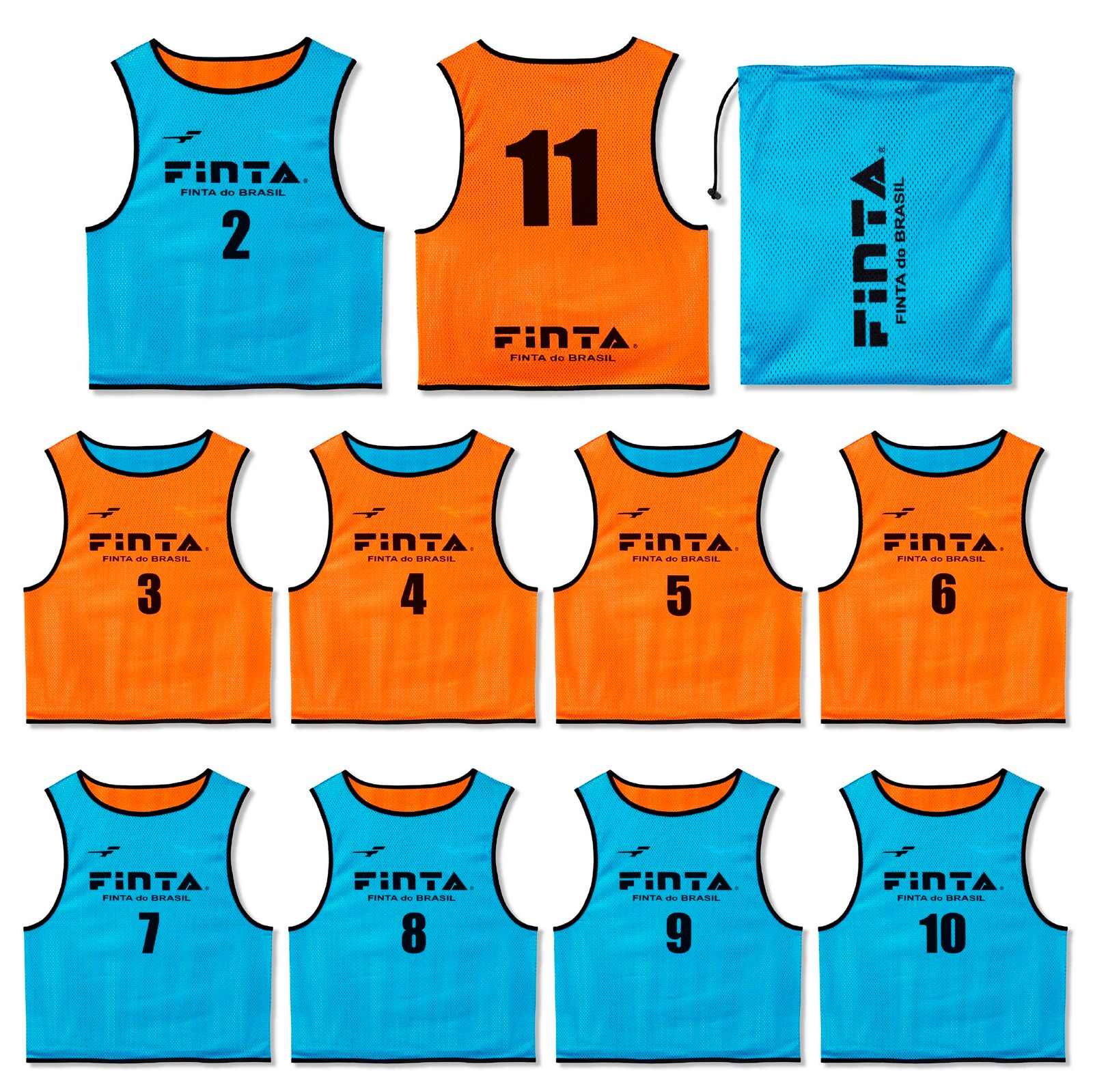 フィンタ FINTA サッカー フットサル 大人用 フリーサイズ 昇華リバーシブルビブ 10枚セット サックス×オレンジ FT3529-2261