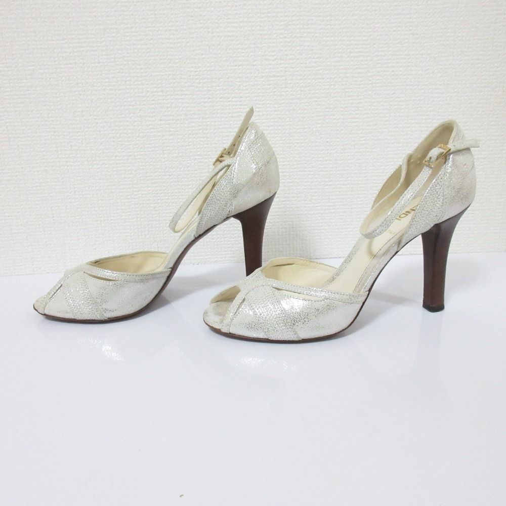 良品 FENDI フェンディ オープントゥ ハイヒール アンクルストラップ