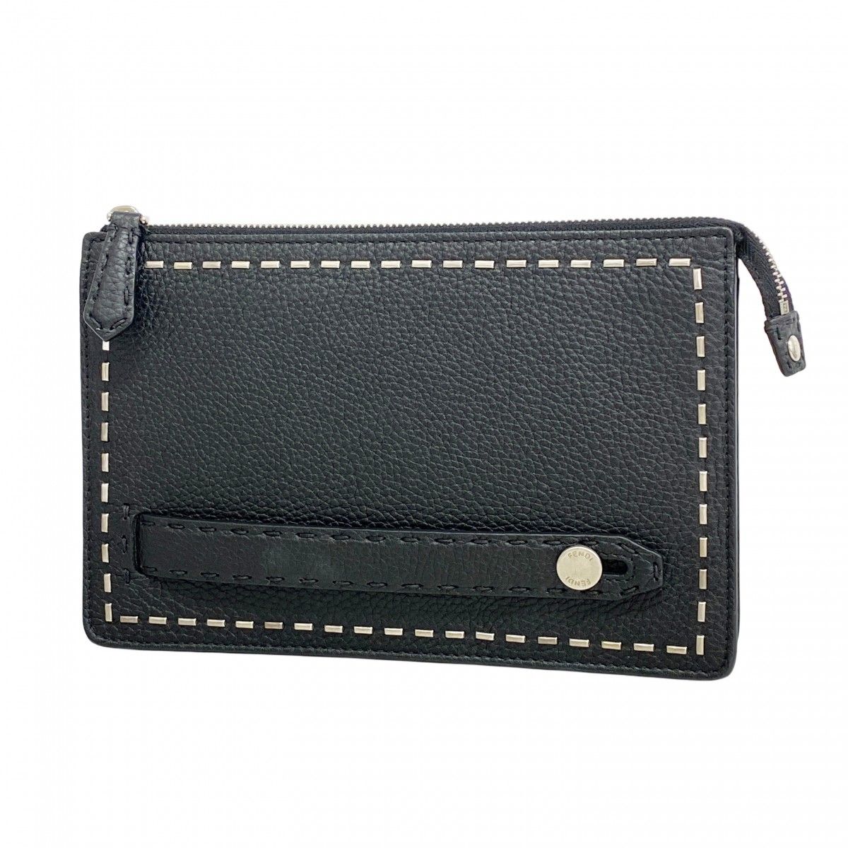 5ec2324 フェンディ クラッチバッグ セレリア レザー ブラック シルバー金具 メンズ