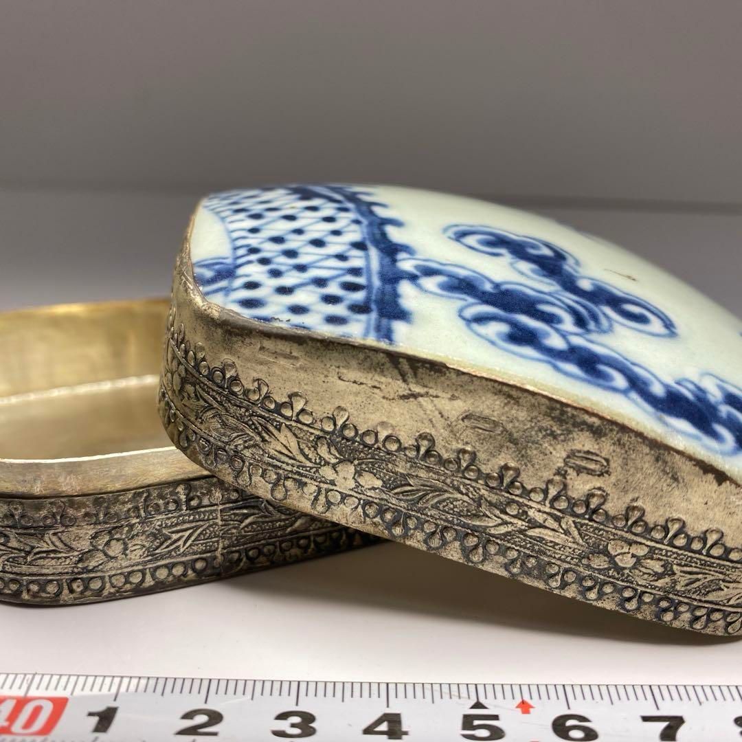 中国清時代 シャム銀蓋物 294g 東Y6-0701