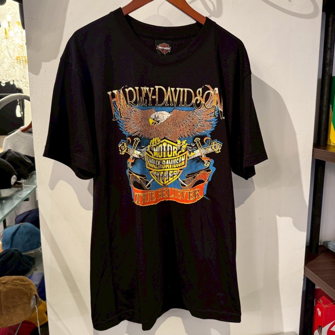 ハーレーダビットソン ユニセックス Tシャツ ブラック イーグル HARLEY-DAVIDSON ハーレーダビッドソン イーグル バーアンド
