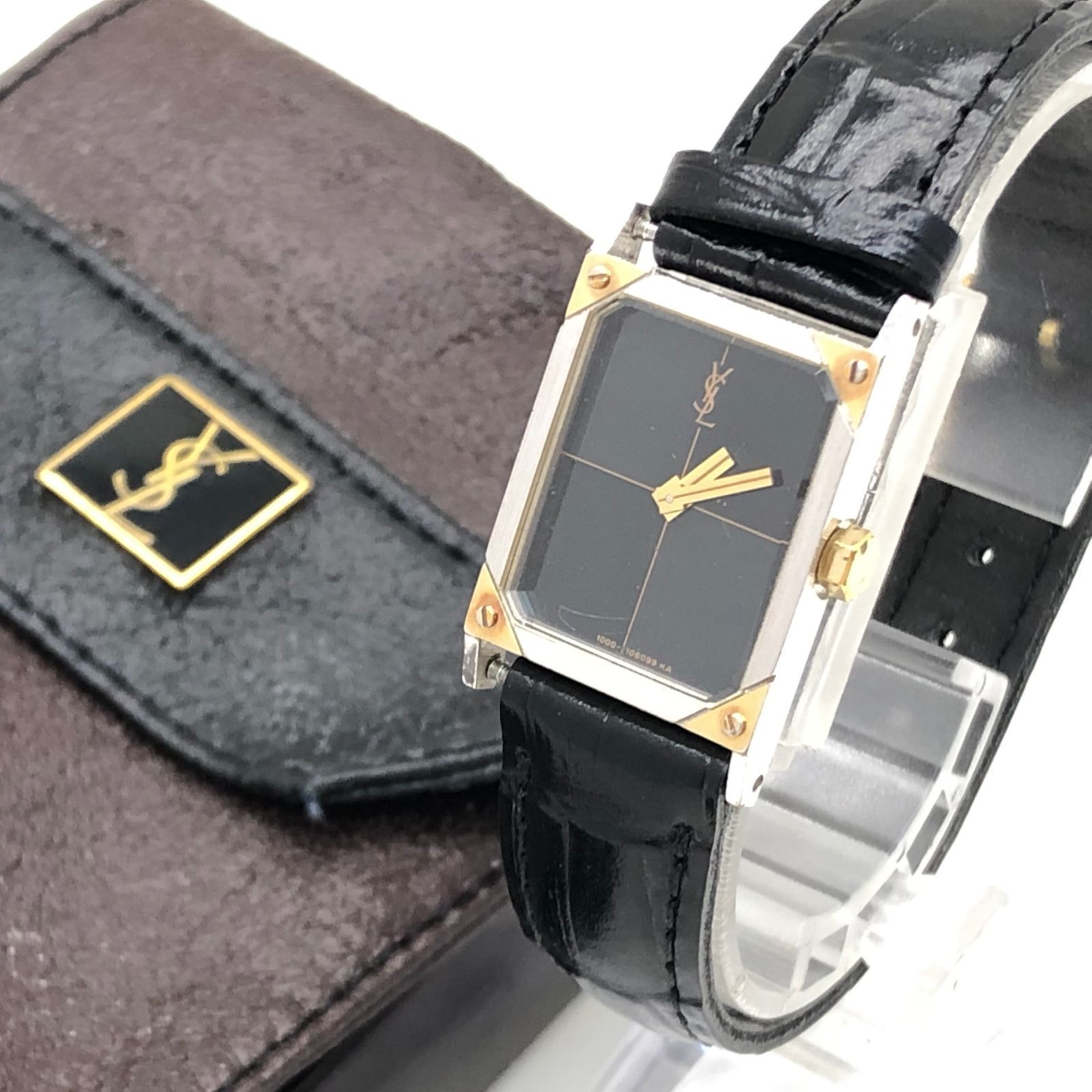 YSL イヴサンローラン 4-105362 Y レディース 腕時計 黒文字盤 稼働品 
