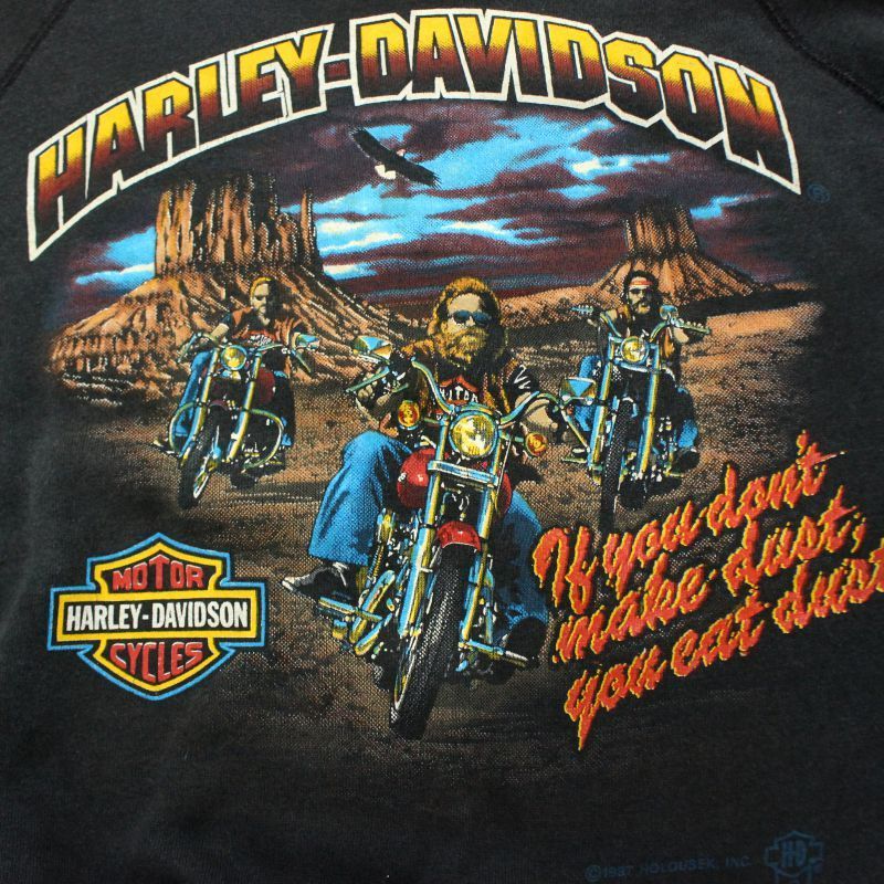 80s USA製 vintage HARLEY DAVIDSON バイカー プリント ラグラン