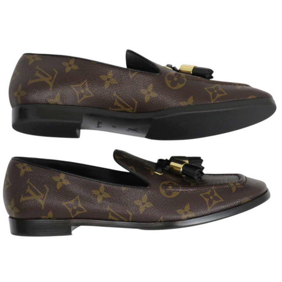 ルイヴィトン LV モノグラム タッセル レザーローファー
