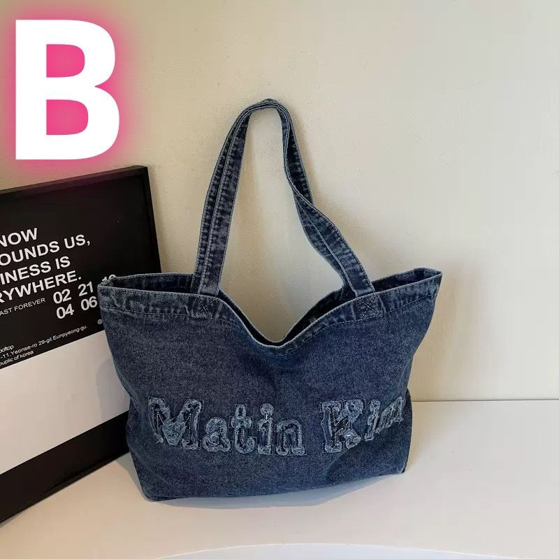 新品 MATIN KIM 韓国 人気商品 LOGO WASHED DENIM TOTE BAG