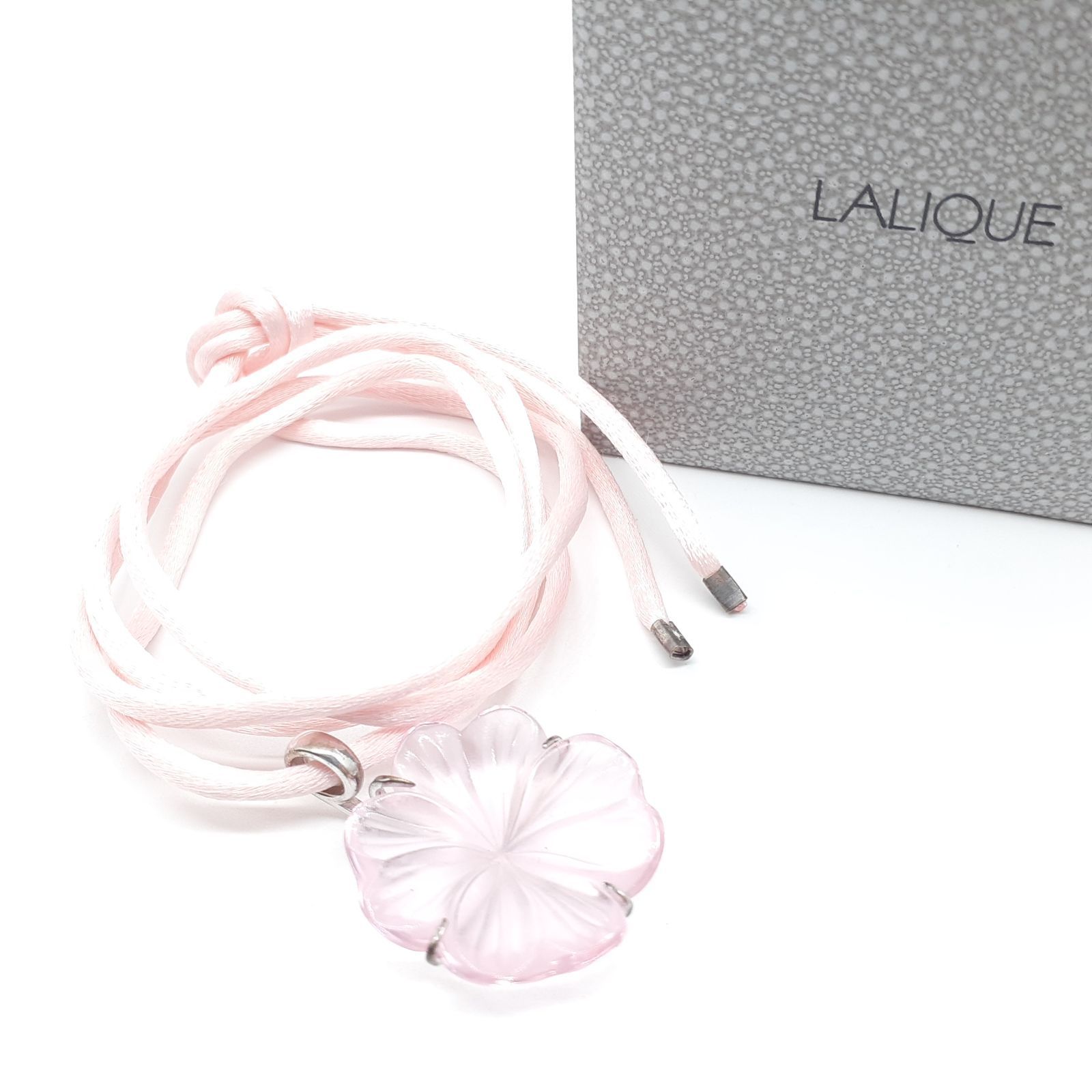 LALIQUE ラリック ネックレス チョーカー フラワー ピンク シルバー 