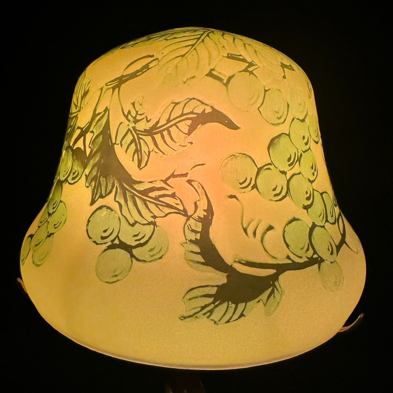 エミールガレ 真鍮台座 ランプ 1灯照明 カメオ彫り 被せガラス 高さ