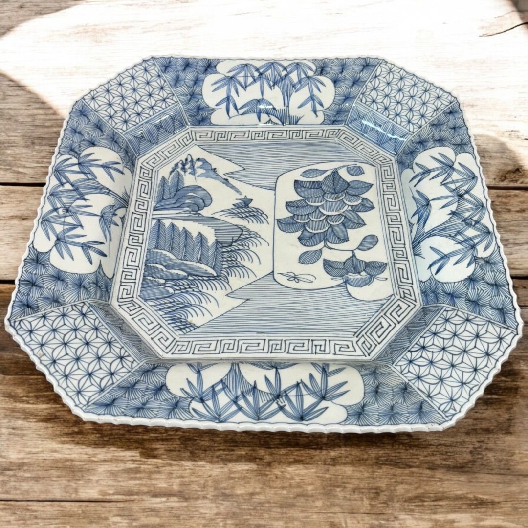 伊万里 印判染付角皿