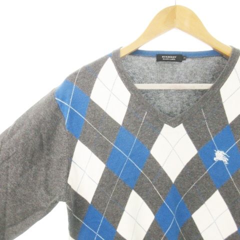 BURBERRY アーガイルセーター Mサイズ 大きいサイズ BURBERRY LONDON アーガイル柄 ニット ウール LL