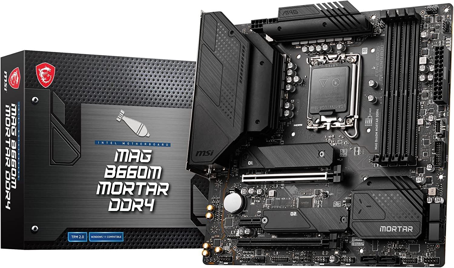 MSI MAG B660M MORTAR DDR4 マザーボード Micro-ATX [Intel B660チップセット搭載] 第12世代CPU MB5853 [DDR4 耐久性強化ゲーマー向け・黒]