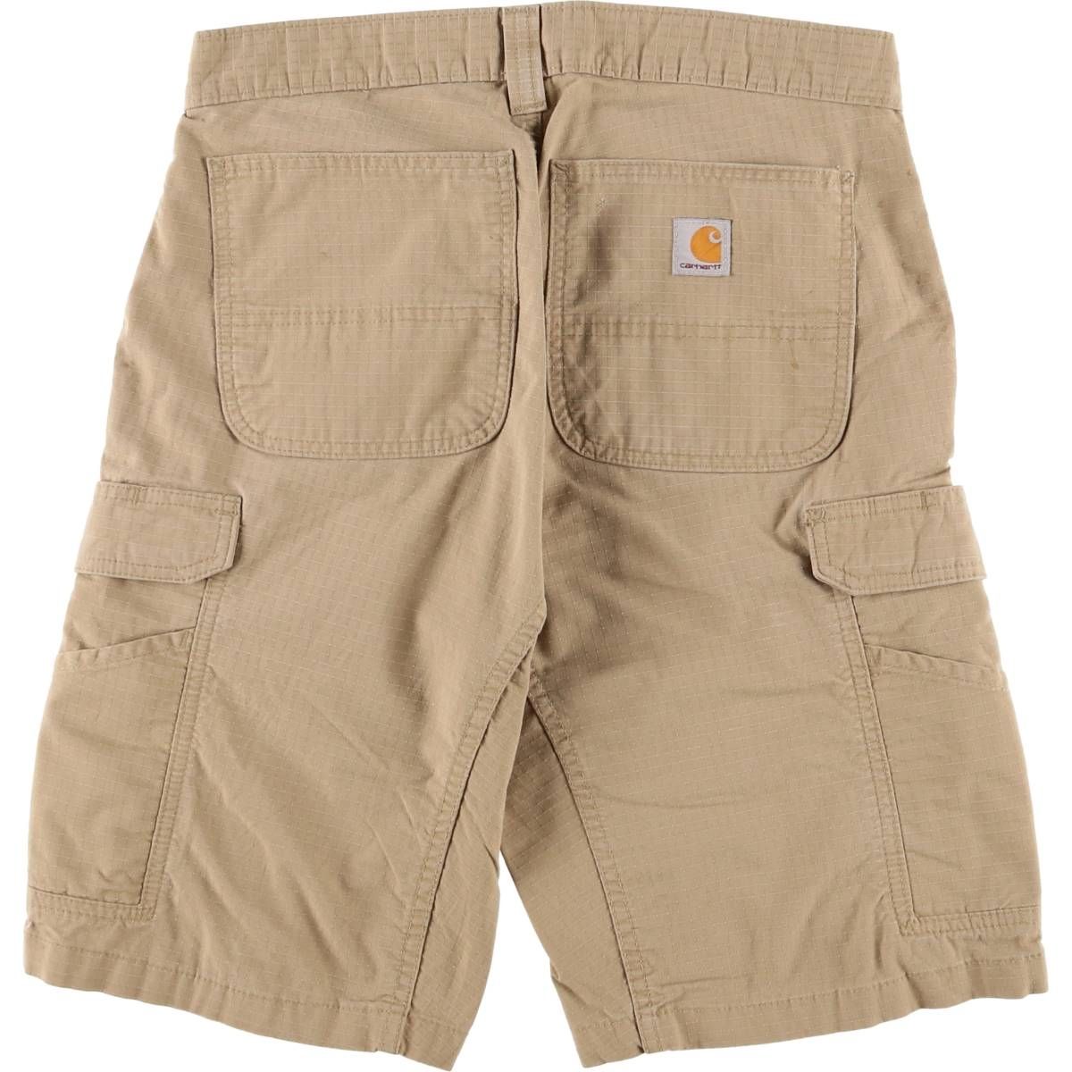 04M896◯Carhartt ブラック リップストップ ハーフパンツ ショーツ Carhartt ハーフパンツ REGULAR CARGO SHORT I028246 （8902