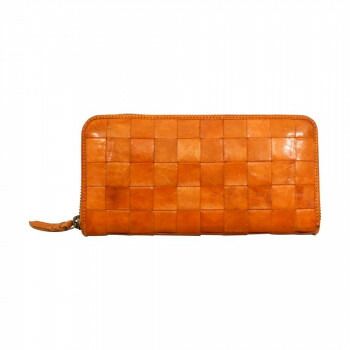 メル47735 マチあり L字ファスナー 長財布 【 バイカラー シュリンクレザー