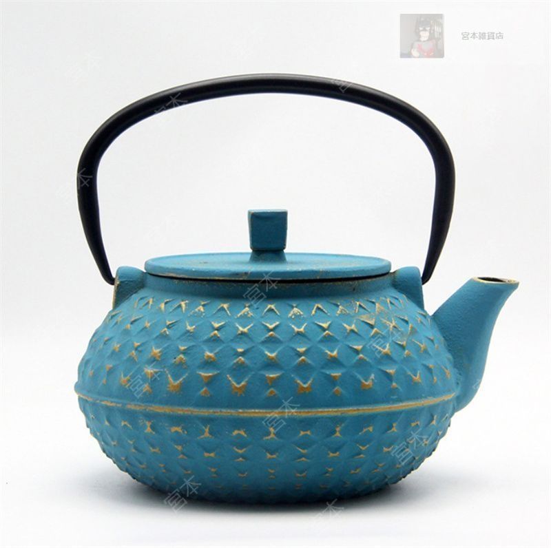 南部　鉄びん　　青 南部 鉄びん 青 南部鉄器 南部鉄瓶 牡丹 急須 箱 栞付き 公式】岩鋳