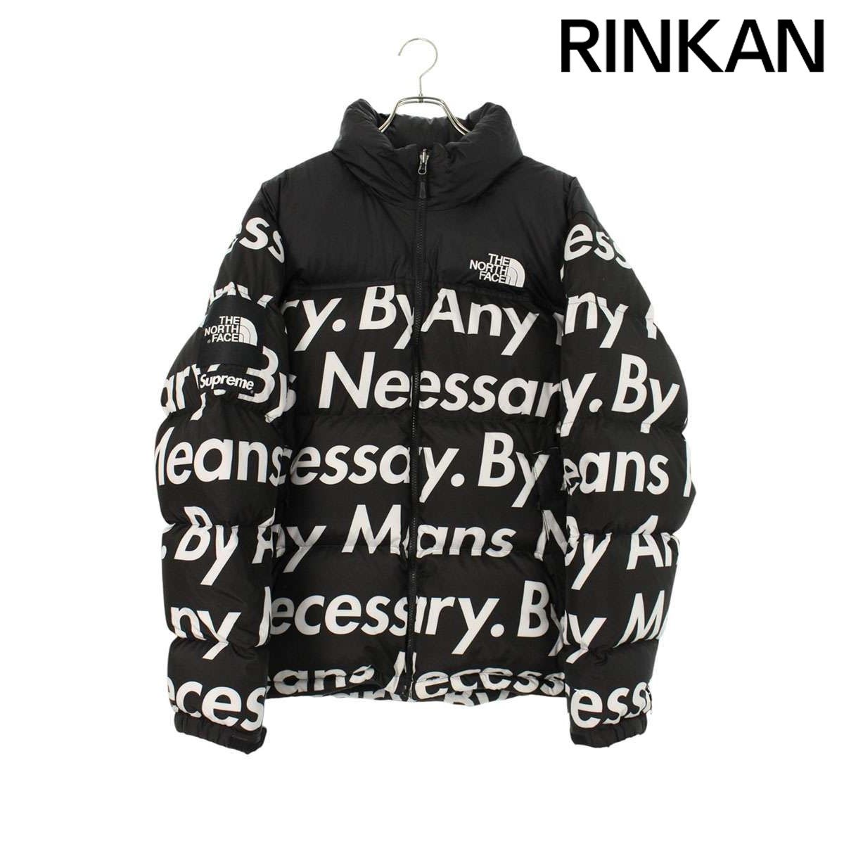 シュプリーム ×ノースフェイス THE NORTH FACE 15AW Nuptse Jacket フォント総柄ダウンジャケットダウンジャケット メンズ L