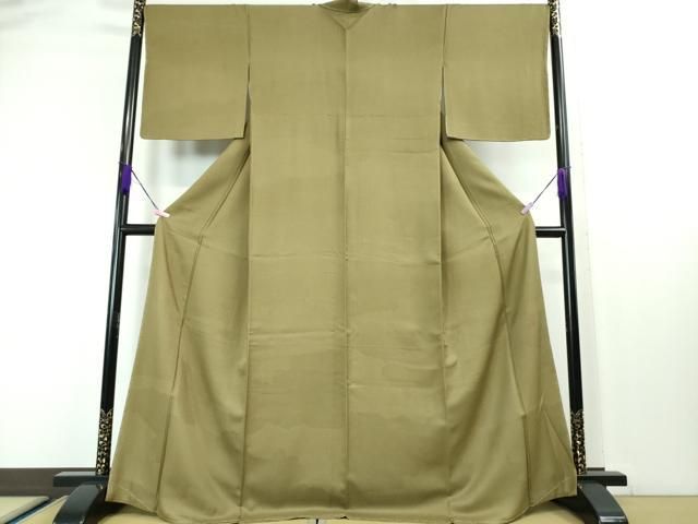 平和屋本店■極上　龍村晋謹製　お召　名物裂雲取り地紋　黄海松茶色地　逸品　未使用　DZAA3831kh5 平和屋本店□極上 龍村晋謹製 お召 名物裂雲取り地紋 黄海松茶色地