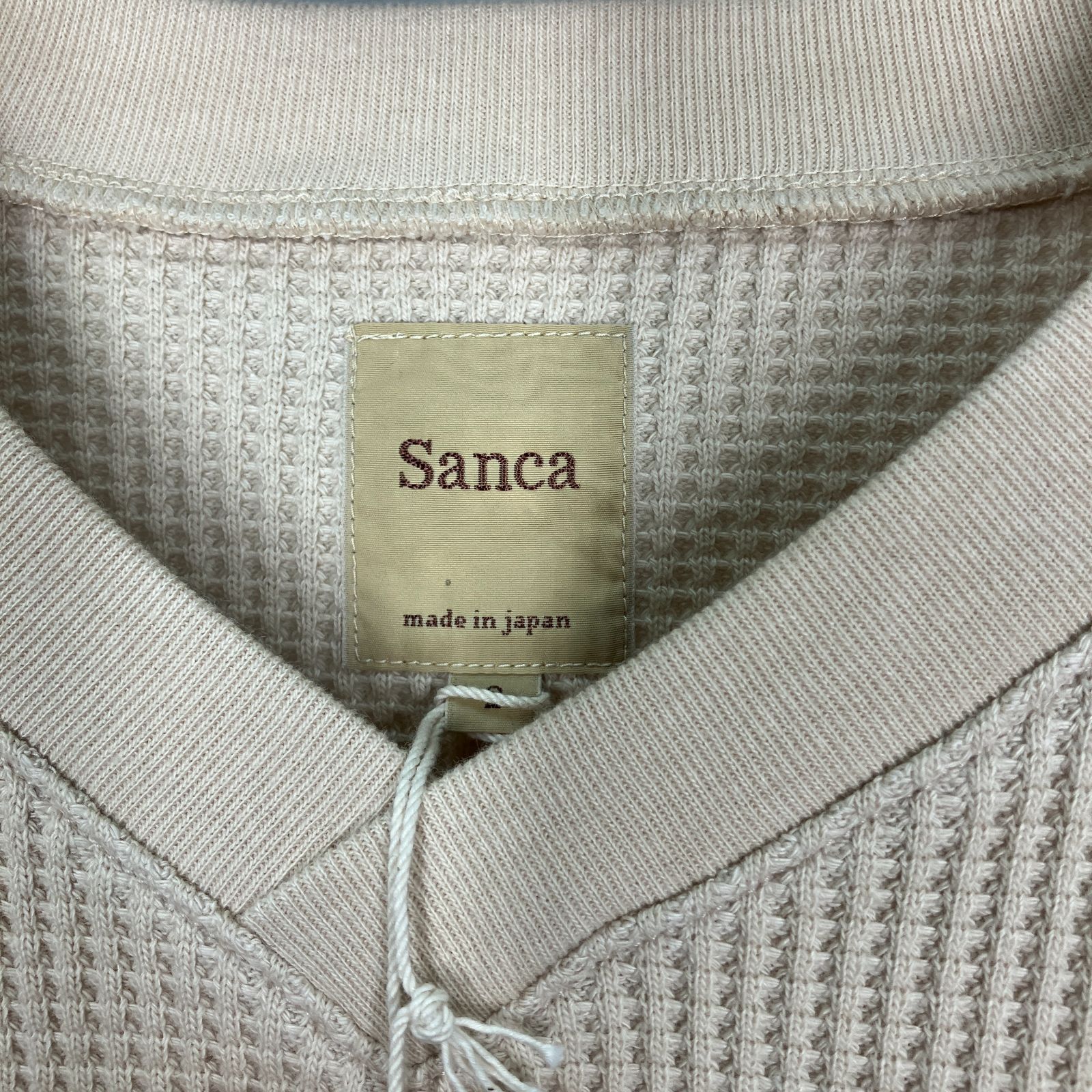 サンカ Sanca ビッグワッフルクルーネック コットン ライトベージュ 