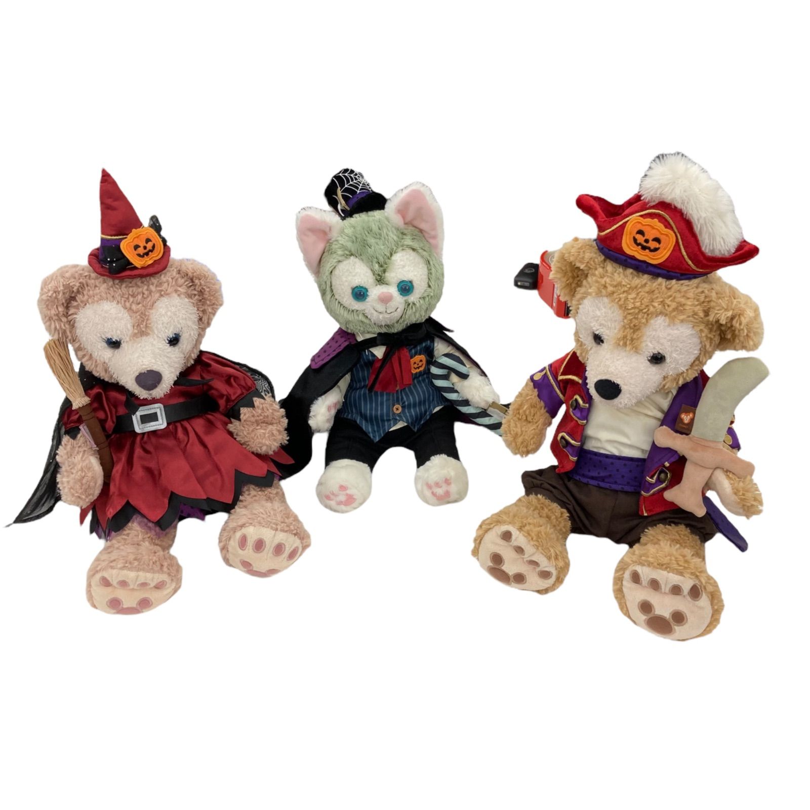 186001　現状品　東京ディズニーリゾート　ダッフィー　シェリーメイ　ジェラトーニ　Sサイズ　ぬいぐるみ　ハロウィーンコスチューム　3点まとめ売り