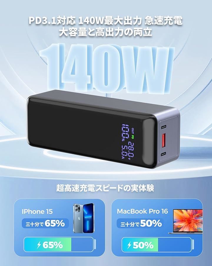 AHEHO 大容量モバイルバッテリー 40000mAh PD140W急速充電 最高 AHEHO 大容量モバイルバッテリー 40000mAh PD140W急速充電 最高