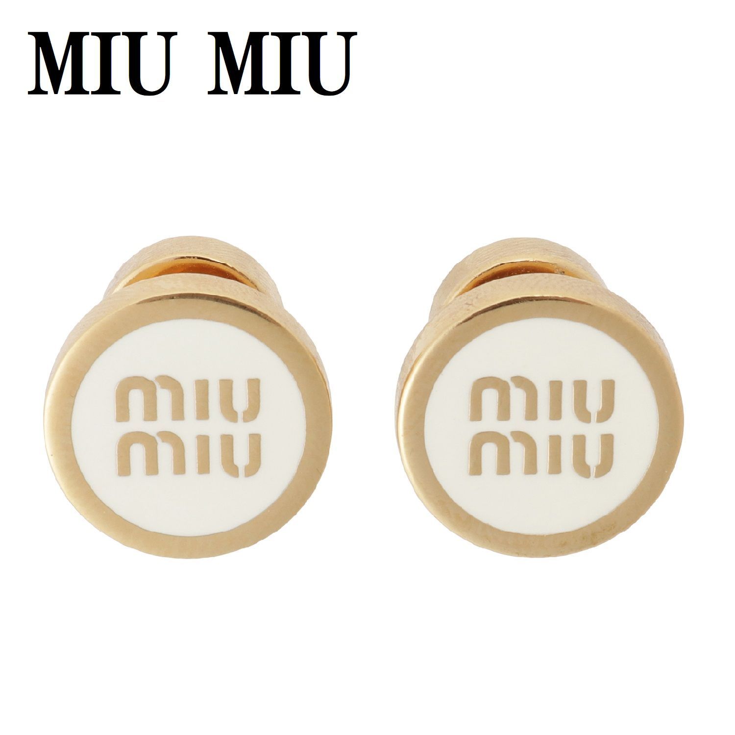 MIU MIU ミュウミュウ 5JO912 2F6T F0009 エナメル メタル ピアス ロゴ