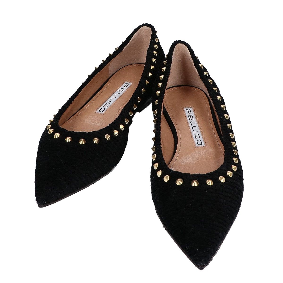 PELLICO ペリーコ ANIMA 10 SC アニマ コーデュロイ スパイクスタッズ ポインテッドトゥ フラット 37 MERCADOAVALIA_COM_BR