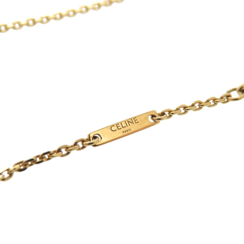 美品 CELINE セリーヌ ロゴ ハート ネックレス ゴールド フランス製 美品 セリーヌ トリオンフ ハート メタル ゴールド ネックレス