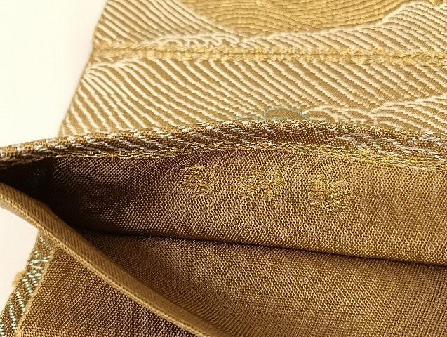 平和屋着物●龍村美術織物　六通柄　本袋帯　歌集波文　金糸　正絹　逸品　AAAU4229np 平和屋着物○龍村美術織物 六通柄 本袋帯 歌集波文 金糸 正絹 逸品