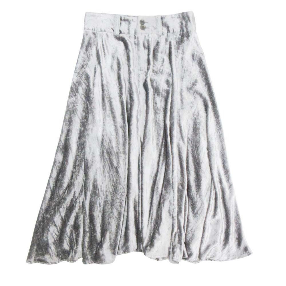 07ss Y s Yohji Yamamoto ワイズ ヨウジヤマモト ベロアスカート フ シルエット ミモレ丈 ロング 2 グレー シルバー レディース 古着