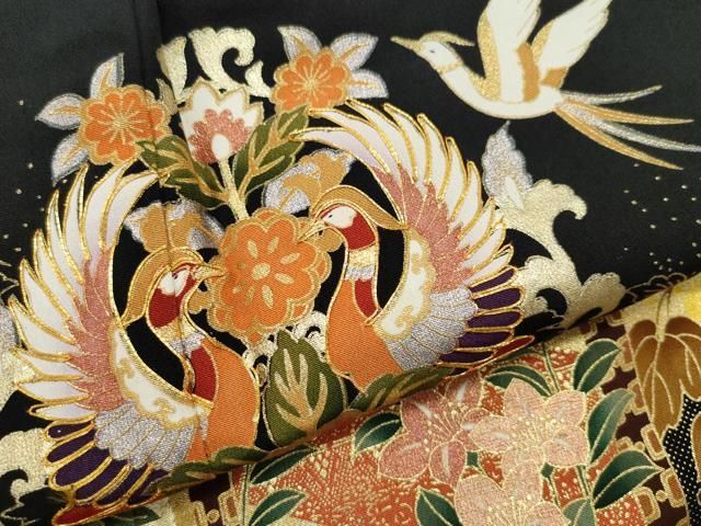 作家物 山本寛斎 寿光織 舞扇裄68.5色味の良い 一つ紋 色留袖T-4762 平和屋着物▽世界的ファッションデザイナー 山本寛斎 kansai