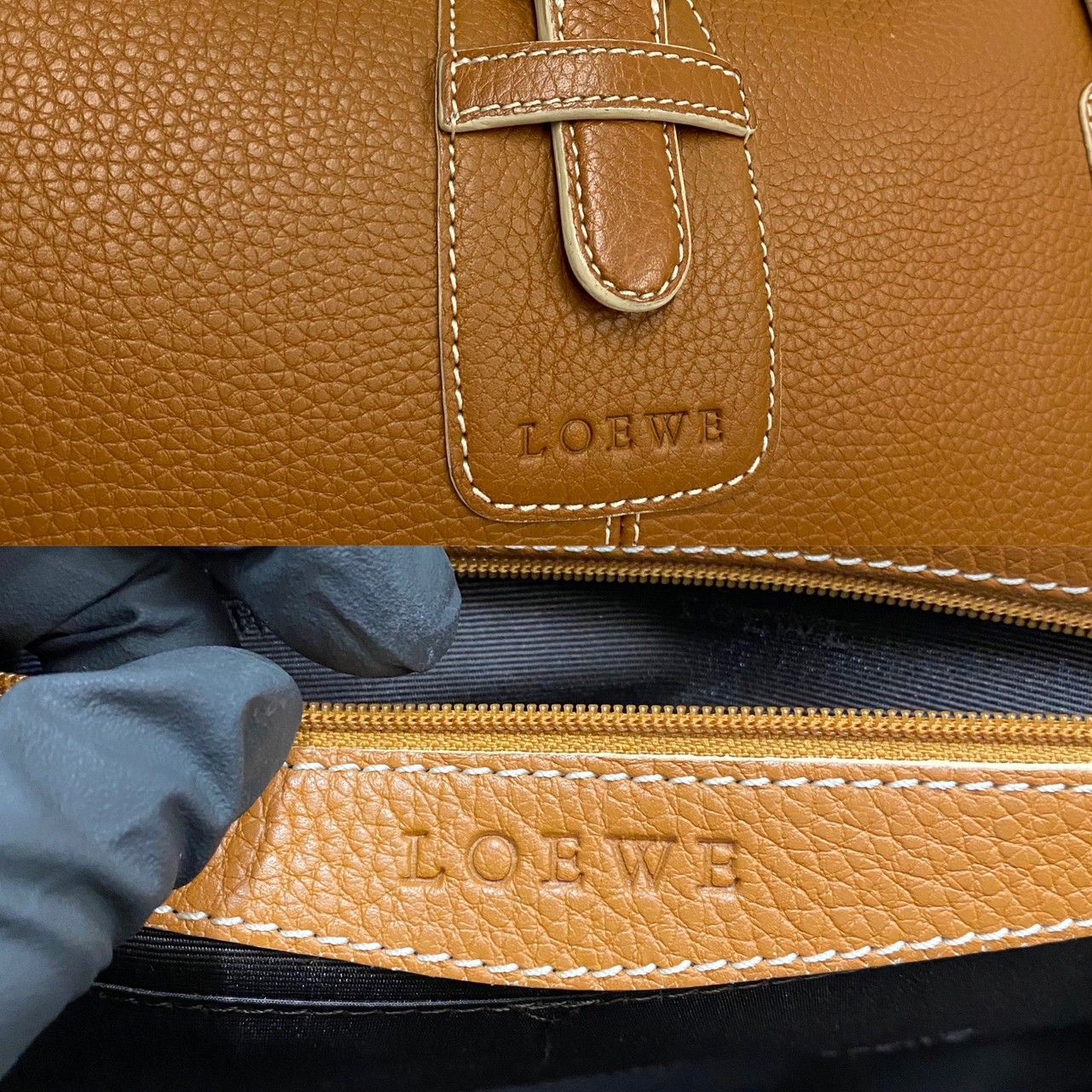 極 美品 希少品 LOEWE ロエベ ロゴ 刻印 センダ レザー 本革 