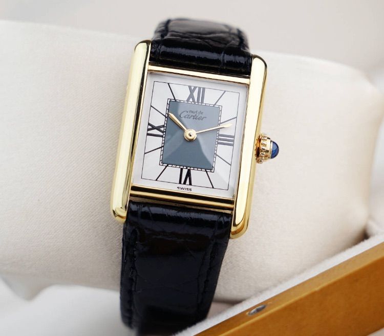 美品 カルティエ マスト タンク グレー ホワイト ローマン SM Cartier