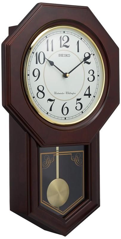 セイコークロック Seiko Clock 掛け時計 アナログ 報時選択式 チャイム-amp-ストライク 飾り振り子 八角尾長 木枠 濃茶 木地 RQ325B