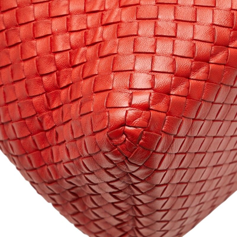 ボッテガヴェネタ　イントレチャート　ボストンバッグ　レザー　レッド Bottega Veneta Pre-Owned 2012-2024 ナッパ イントレチャート
