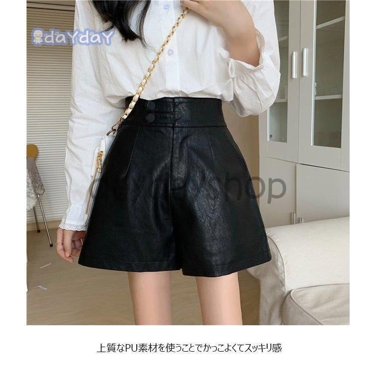 PWCU テクスチャーショートパンツ 黒 PWCU テクスチャーショートパンツ 黒 上質レザー調ジッパーデザイン